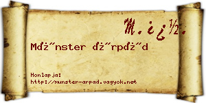 Münster Árpád névjegykártya